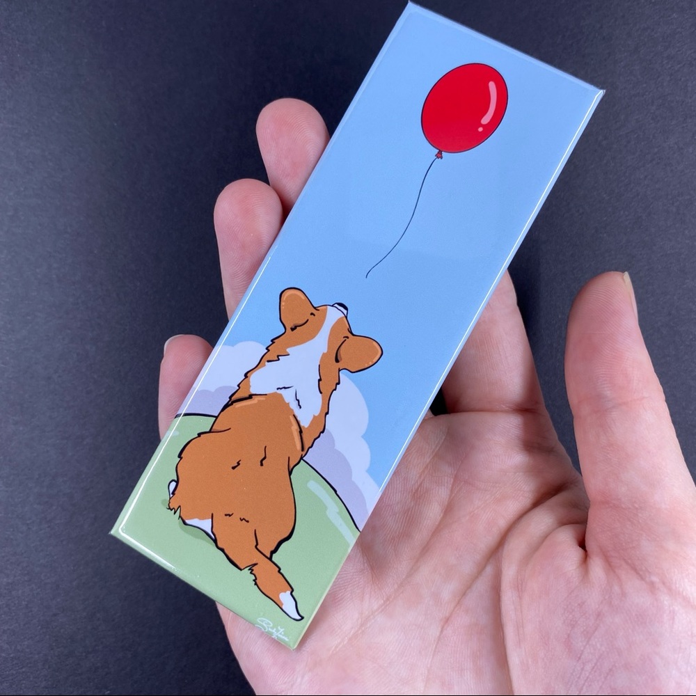 Red Cardigan Corgi Dog Balloon Magnet Handmade